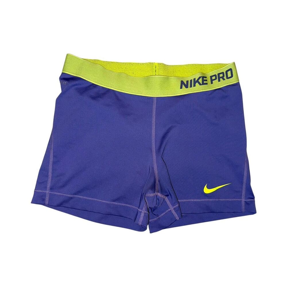 Nike Pro Women’s Compression Shorts Large Purple Volt Dri-FIT Athletic